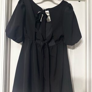Hot Topic Black Dress with Puff Sleeves